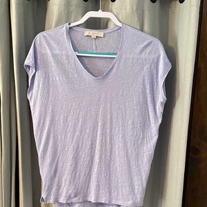 LOFT Women's Light Purple Linen Short Sleeve Tee, Women’s Size Medium